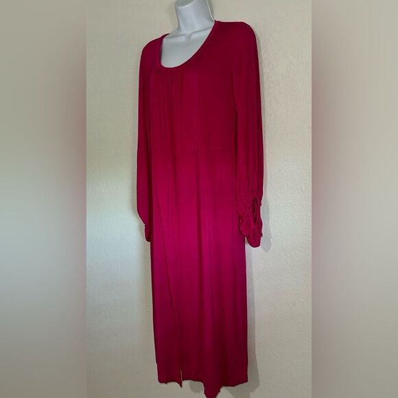 FP Beach Long tie Sleeve Maxi Split hem Dress size XSTP Pink Rose oversized - Picture 2 of 8